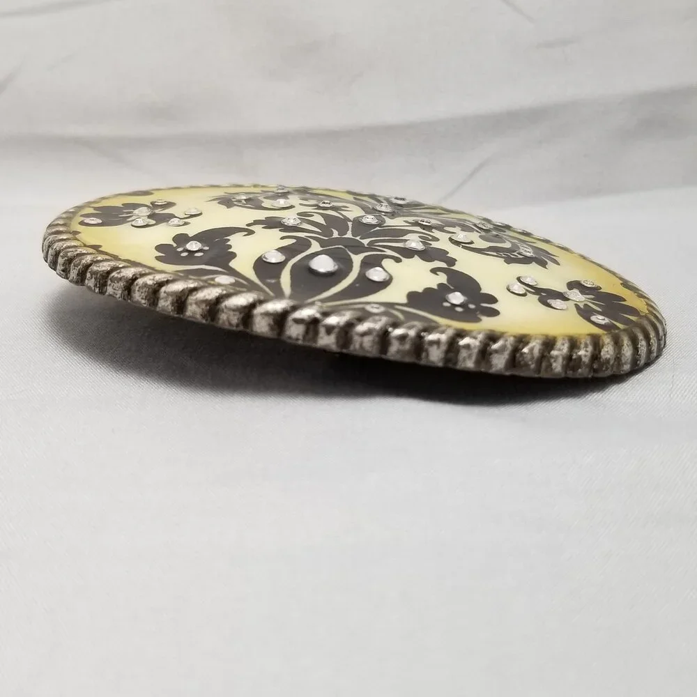 Belt Buckle Women's D.I. Rhein Crafted Pewter Enamel And Rhinestone Filigree‎